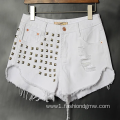 Hot Summer High Waist Baggy Rhinestone Denim Shorts